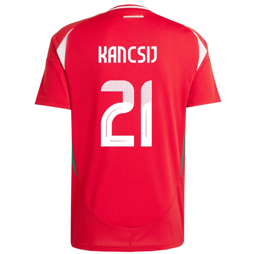 נשים כדורגל הונגריה Artúr Kancsij #21 אָדוֹם ג'רזי ביתית 24-26