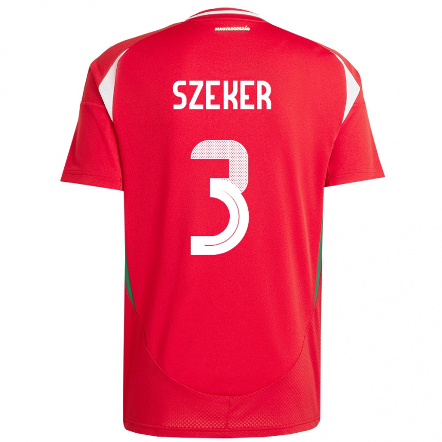 נשים כדורגל הונגריה Botond Szekér #3 אָדוֹם ג'רזי ביתית 24-26