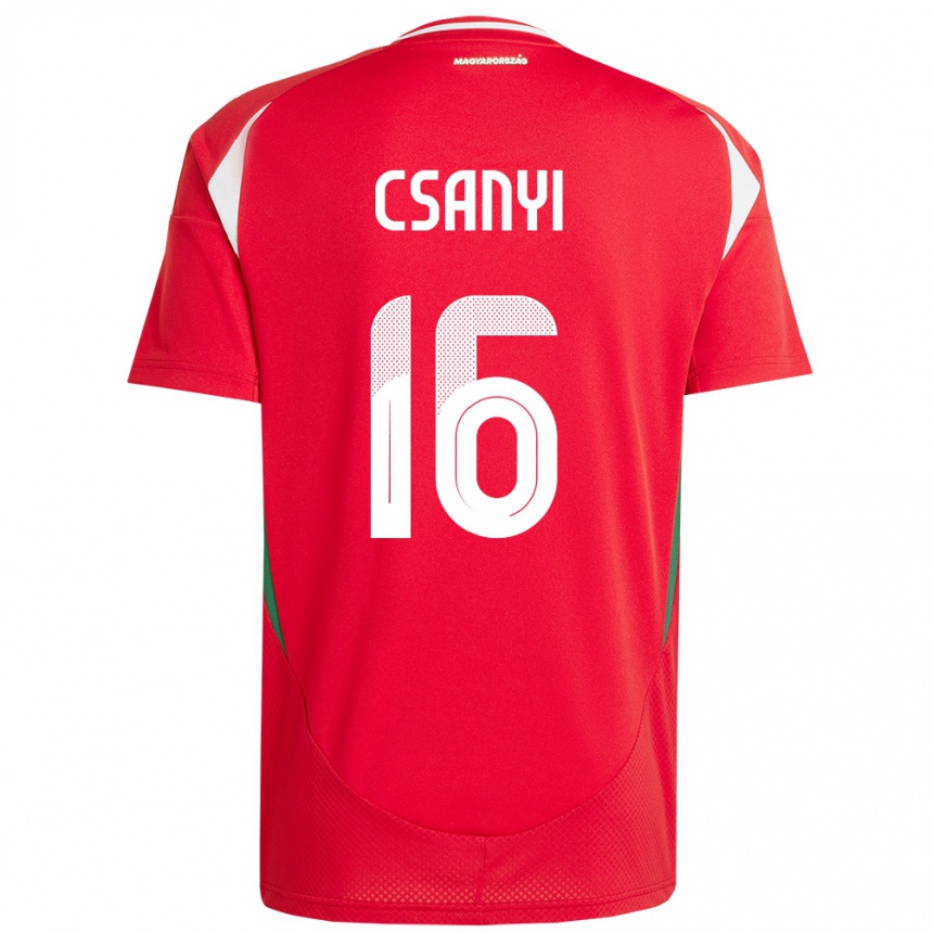 נשים כדורגל הונגריה Diána Csányi #16 אָדוֹם ג'רזי ביתית 24-26