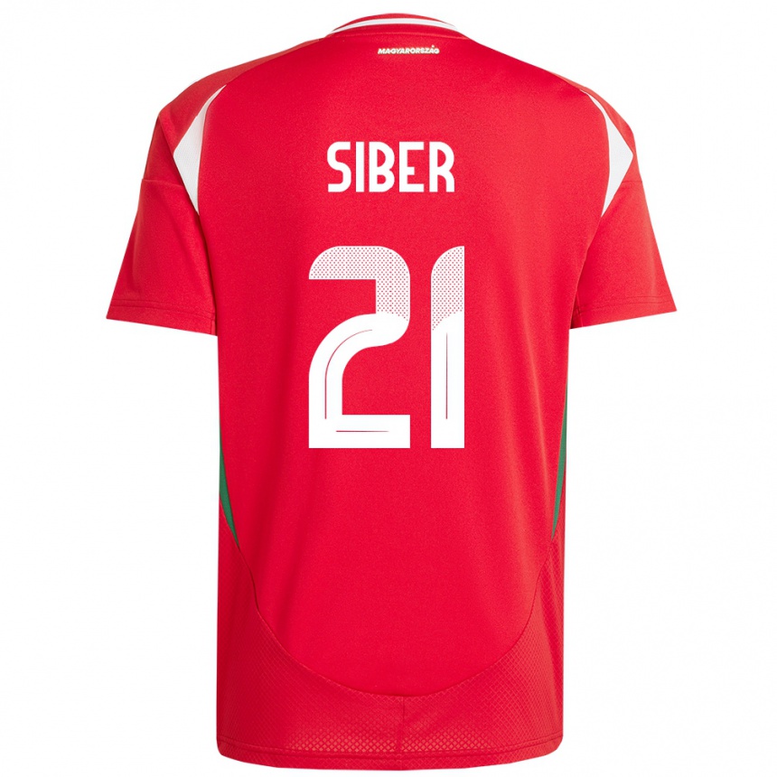 נשים כדורגל הונגריה Glória Siber #21 אָדוֹם ג'רזי ביתית 24-26
