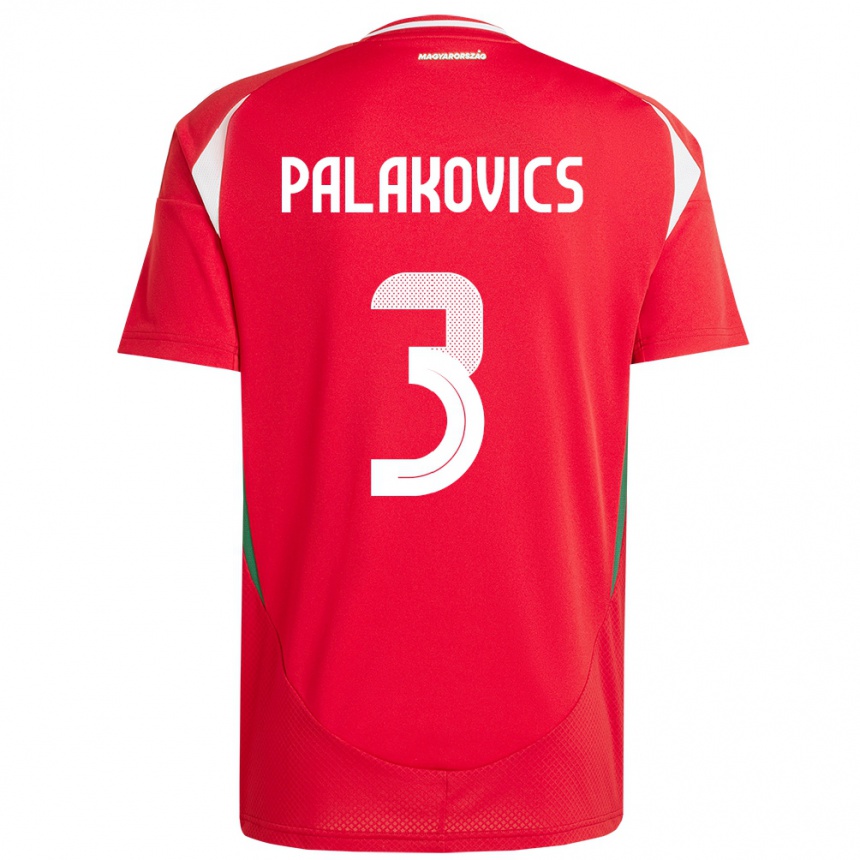 נשים כדורגל הונגריה Laura Palakovics #3 אָדוֹם ג'רזי ביתית 24-26