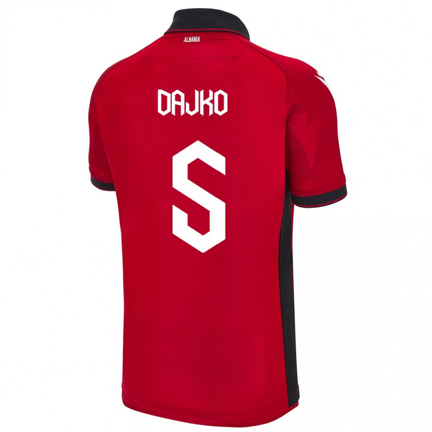 נשים כדורגל אלבניה Ajdi Dajko #5 אָדוֹם ג'רזי ביתית 24-26