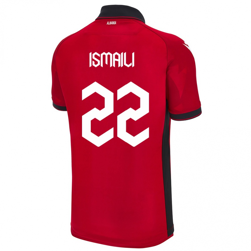 נשים כדורגל אלבניה Ysni Ismaili #22 אָדוֹם ג'רזי ביתית 24-26