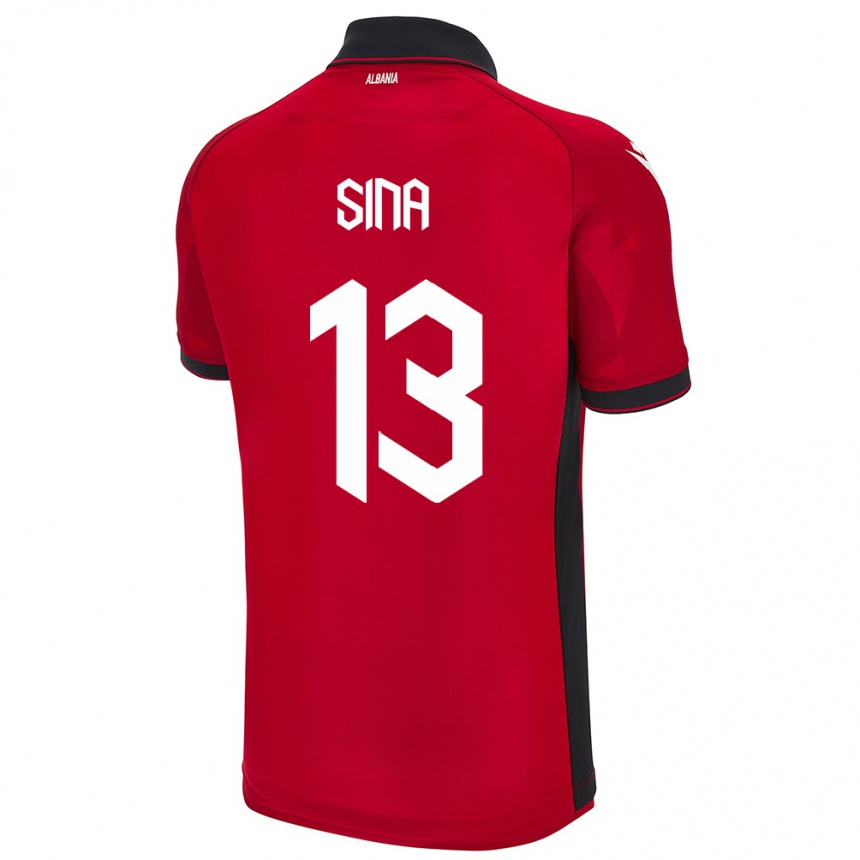 נשים כדורגל אלבניה Samuele Sina #13 אָדוֹם ג'רזי ביתית 24-26