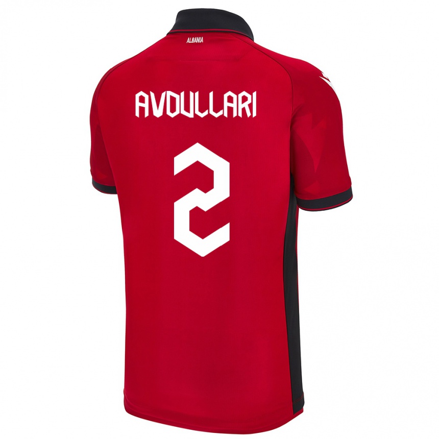 נשים כדורגל אלבניה Davide Avdullari #2 אָדוֹם ג'רזי ביתית 24-26
