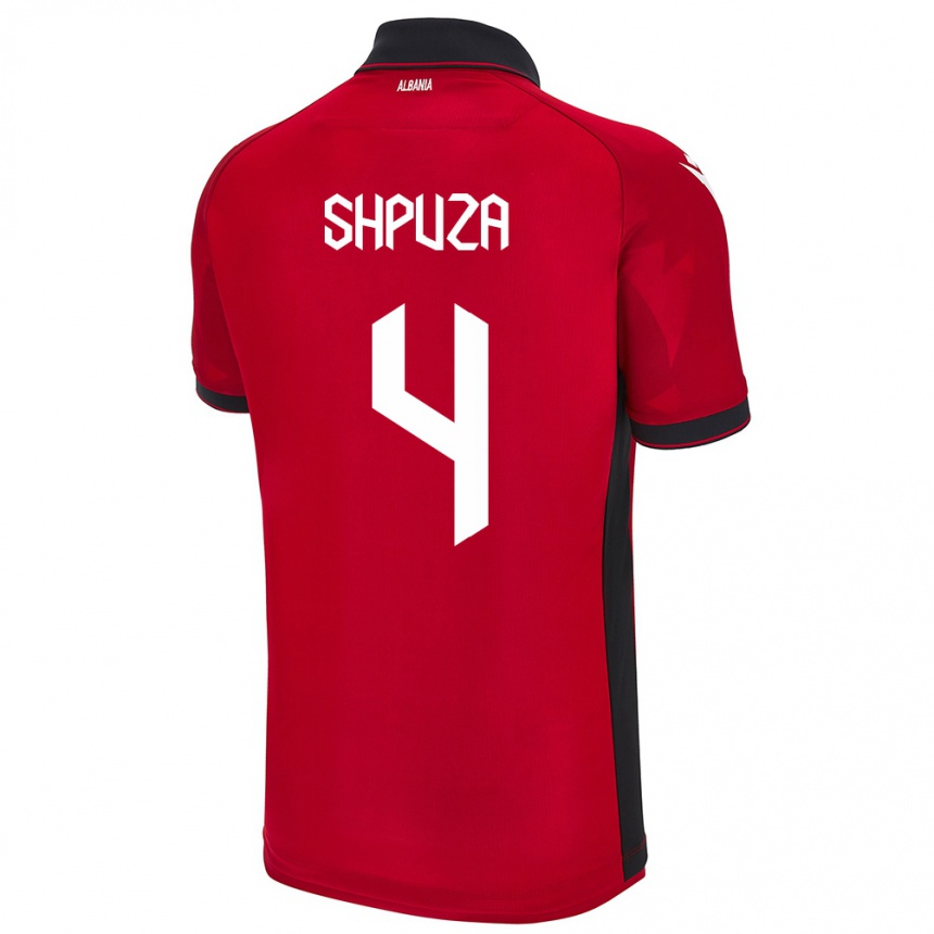 נשים כדורגל אלבניה Kleo Shpuza #4 אָדוֹם ג'רזי ביתית 24-26