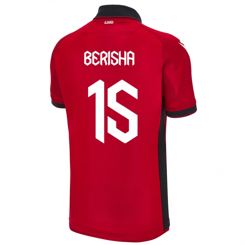 נשים כדורגל אלבניה Gresa Berisha #15 אָדוֹם ג'רזי ביתית 24-26