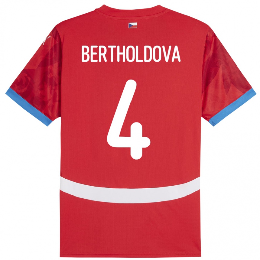 נשים כדורגל צ'כיה Petra Bertholdová #4 אָדוֹם ג'רזי ביתית 24-26