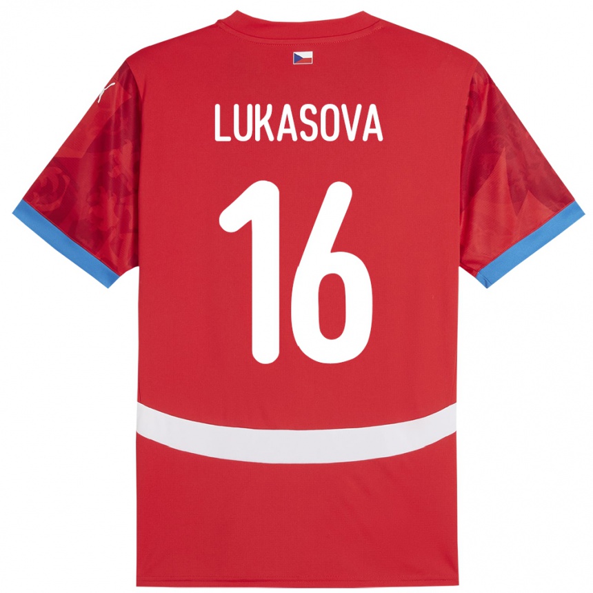 נשים כדורגל צ'כיה Olivie Lukášová #16 אָדוֹם ג'רזי ביתית 24-26
