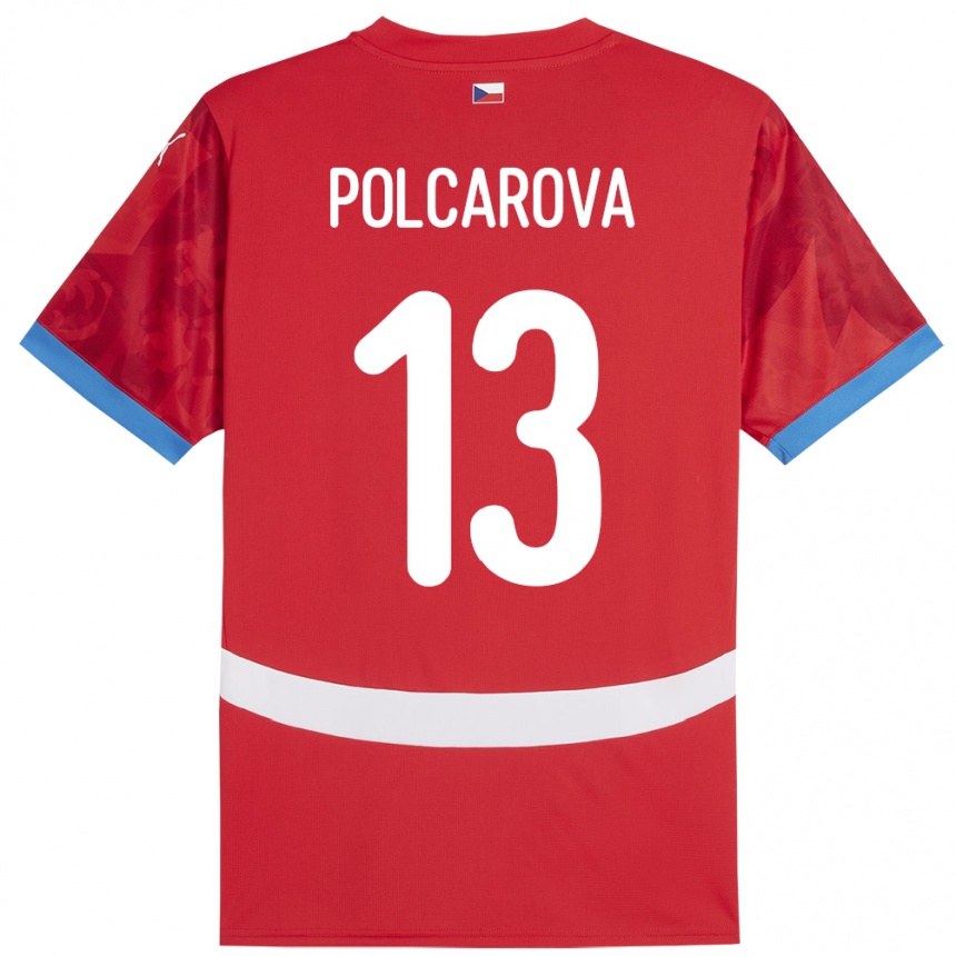 נשים כדורגל צ'כיה Barbora Polcarová #13 אָדוֹם ג'רזי ביתית 24-26