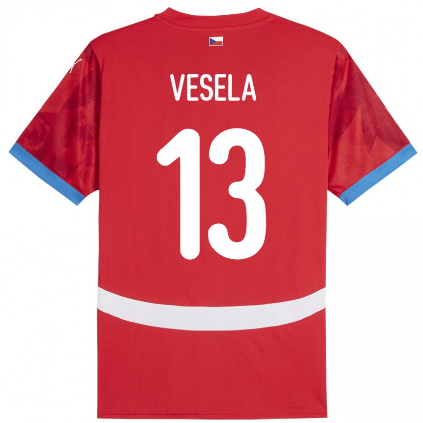 נשים כדורגל צ'כיה Denisa Veselá #13 אָדוֹם ג'רזי ביתית 24-26