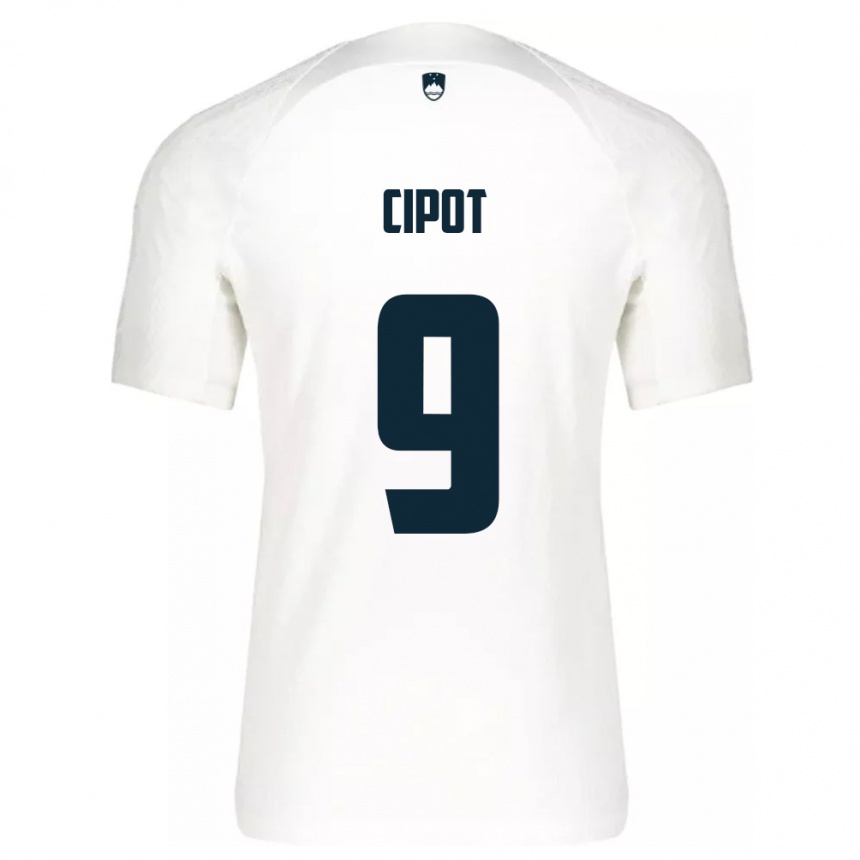 נשים כדורגל סלובניה Tio Cipot #9 לבן ג'רזי ביתית 24-26