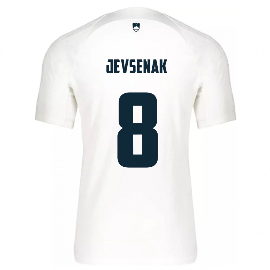 נשים כדורגל סלובניה Florjan Jevsenak #8 לבן ג'רזי ביתית 24-26