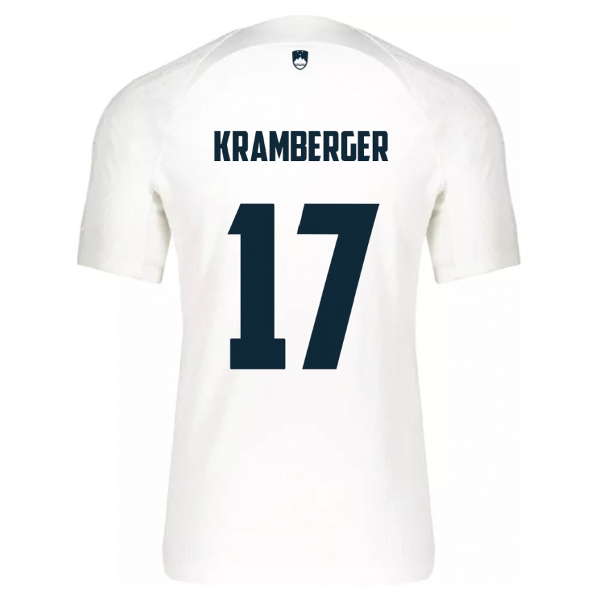 נשים כדורגל סלובניה Enej Kramberger #17 לבן ג'רזי ביתית 24-26