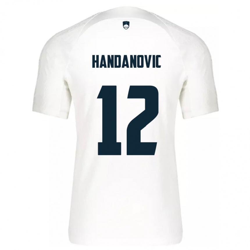 נשים כדורגל סלובניה Tanej Handanovic #12 לבן ג'רזי ביתית 24-26