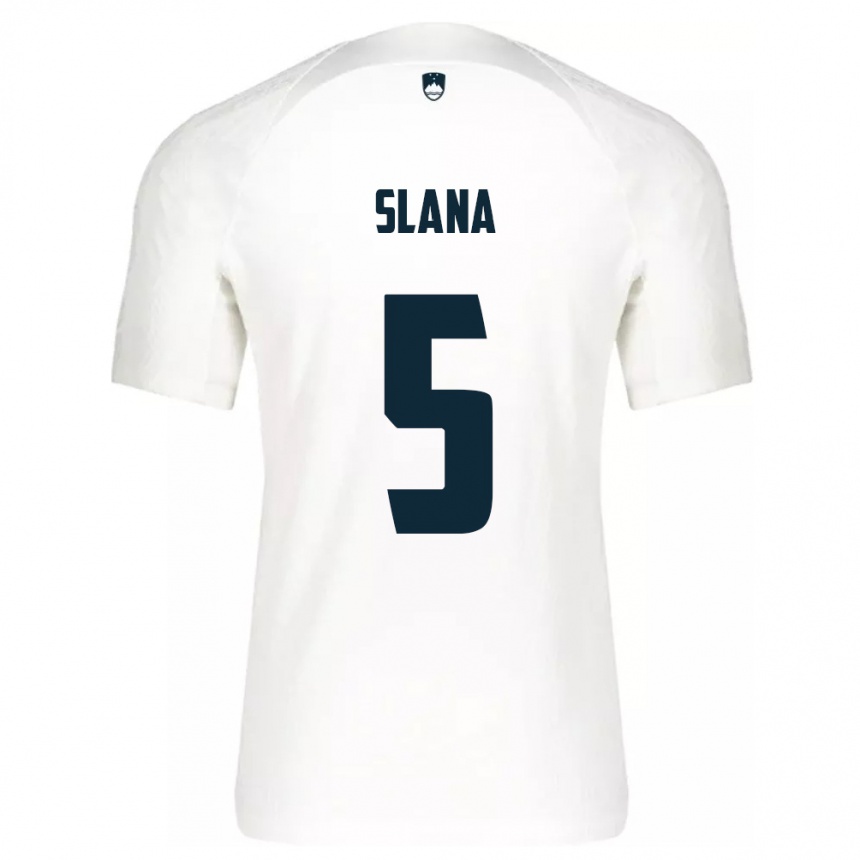 נשים כדורגל סלובניה Filip Slana #5 לבן ג'רזי ביתית 24-26