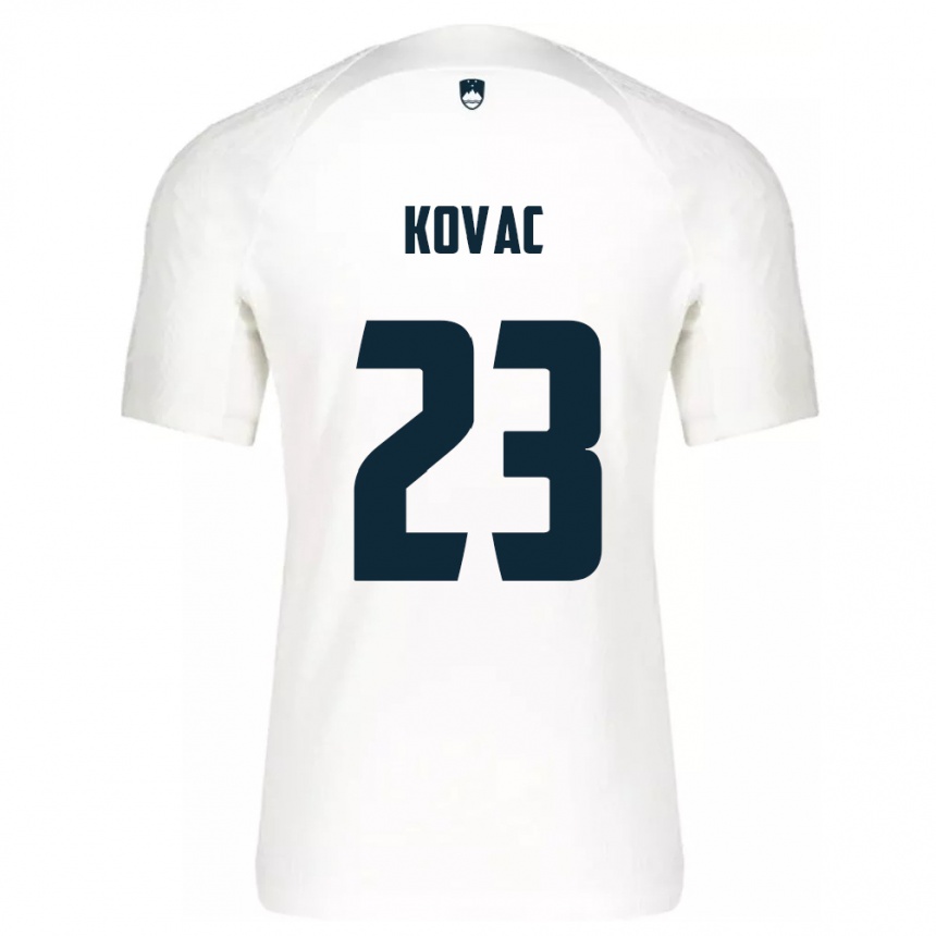נשים כדורגל סלובניה Blaz Kovac #23 לבן ג'רזי ביתית 24-26