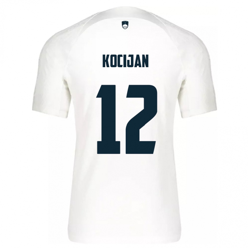 נשים כדורגל סלובניה Iva Kocijan #12 לבן ג'רזי ביתית 24-26