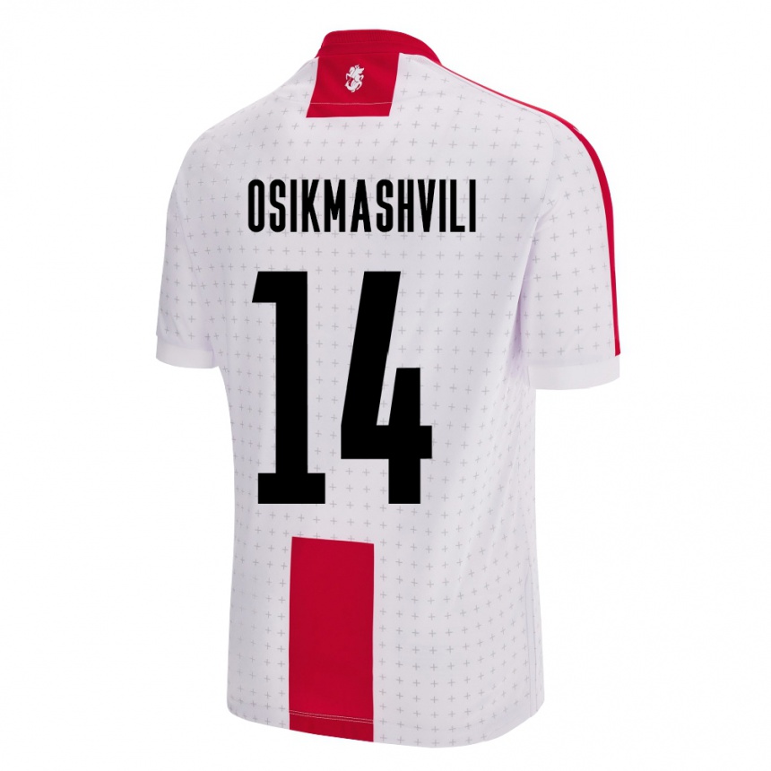 נשים כדורגל גאורגיה Levan Osikmashvili #14 לבן ג'רזי ביתית 24-26
