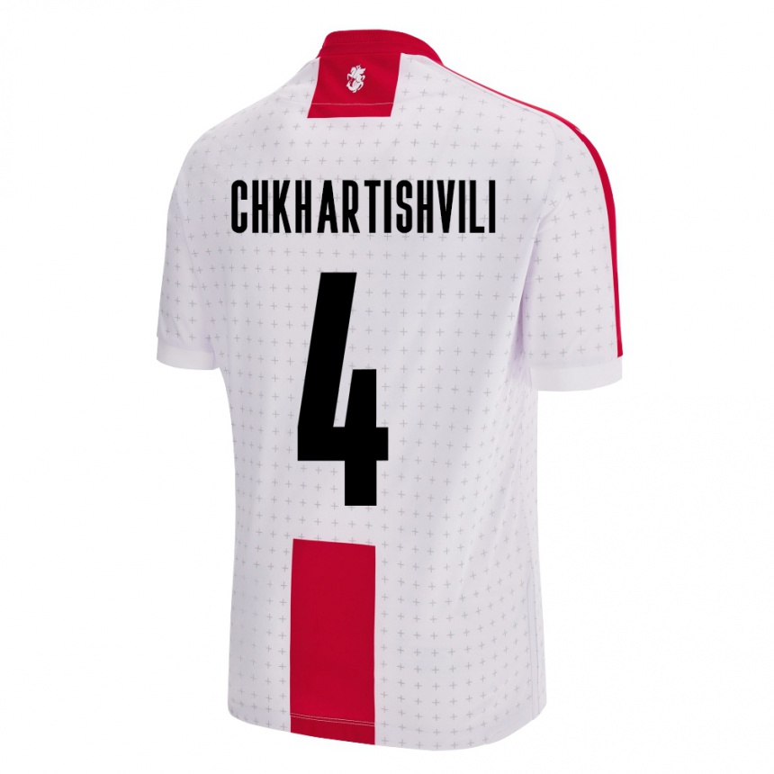 נשים כדורגל גאורגיה Nino Chkhartishvili #4 לבן ג'רזי ביתית 24-26