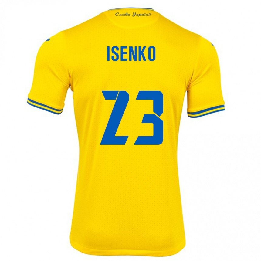 נשים כדורגל אוקראינה Pavlo Isenko #23 צהוב ג'רזי ביתית 24-26