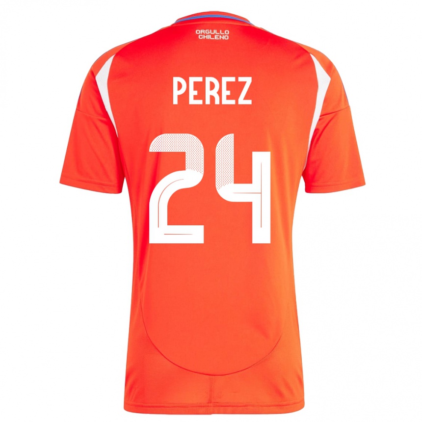 נשים כדורגל צ'ילה César Pérez #24 אָדוֹם ג'רזי ביתית 24-26