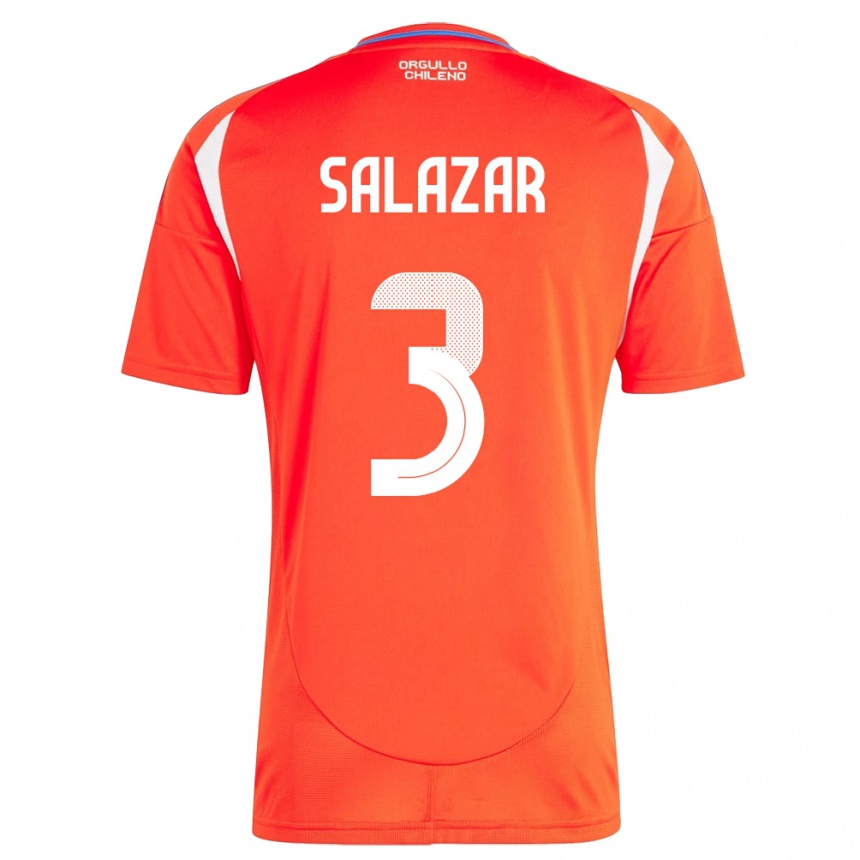 נשים כדורגל צ'ילה Yahir Salazar #3 אָדוֹם ג'רזי ביתית 24-26