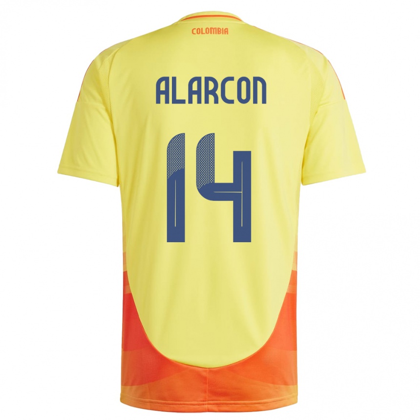 נשים כדורגל קולומביה Andrés Alarcón #14 צהוב ג'רזי ביתית 24-26