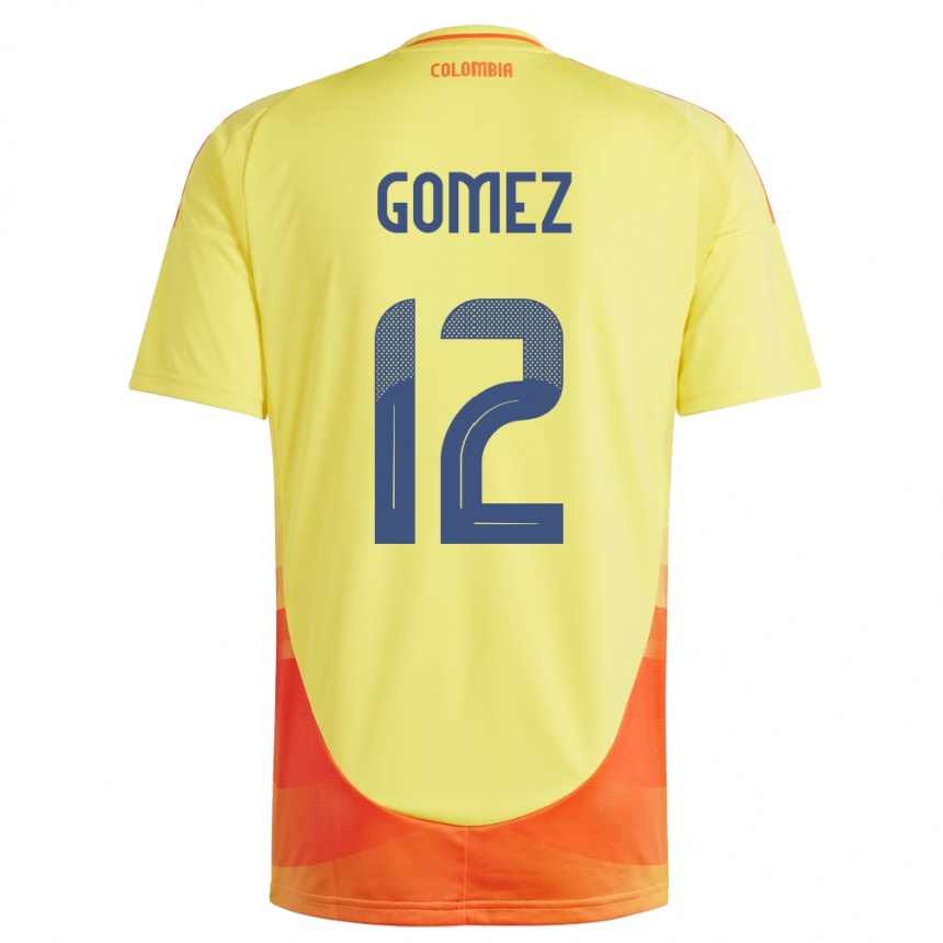 נשים כדורגל קולומביה Juan Gómez #12 צהוב ג'רזי ביתית 24-26