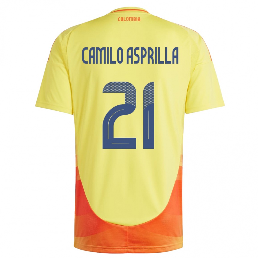 נשים כדורגל קולומביה Juan Camilo Asprilla #21 צהוב ג'רזי ביתית 24-26