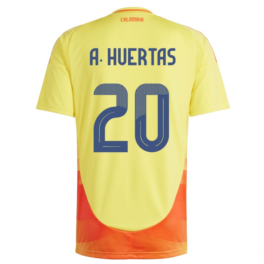 נשים כדורגל קולומביה Ana Huertas #20 צהוב ג'רזי ביתית 24-26