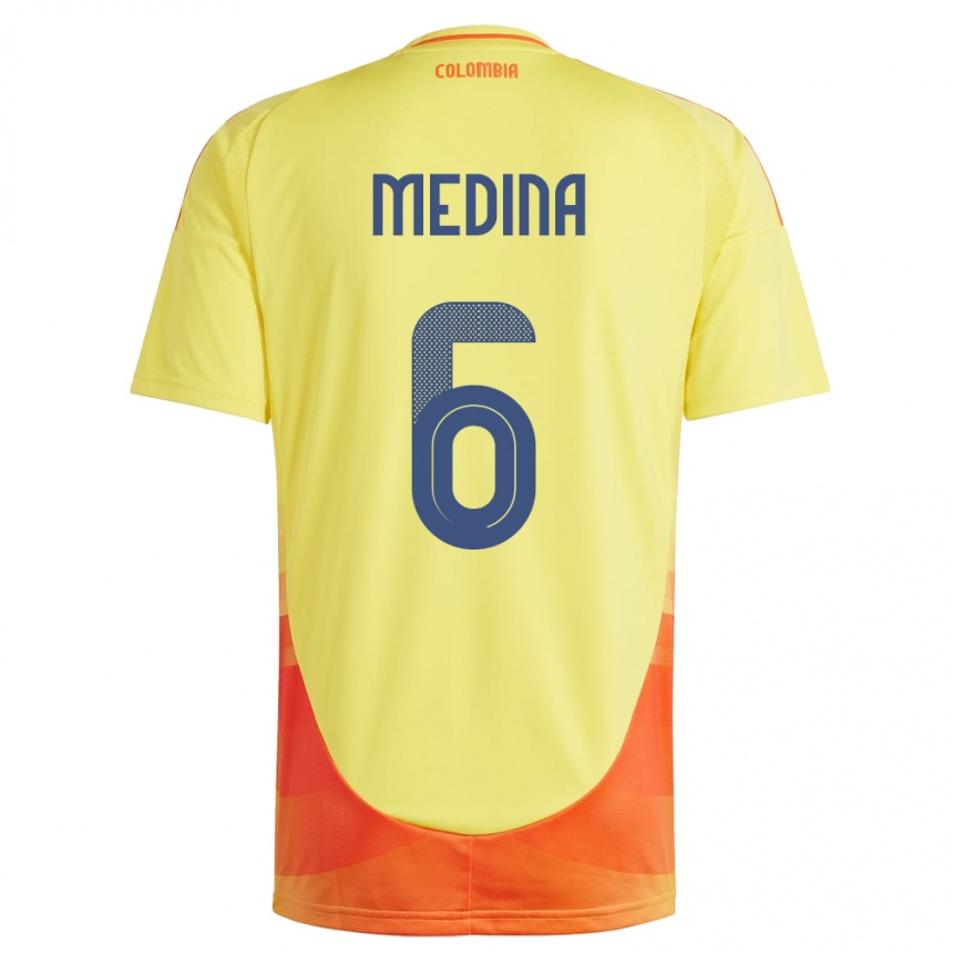נשים כדורגל קולומביה Paula Medina #6 צהוב ג'רזי ביתית 24-26
