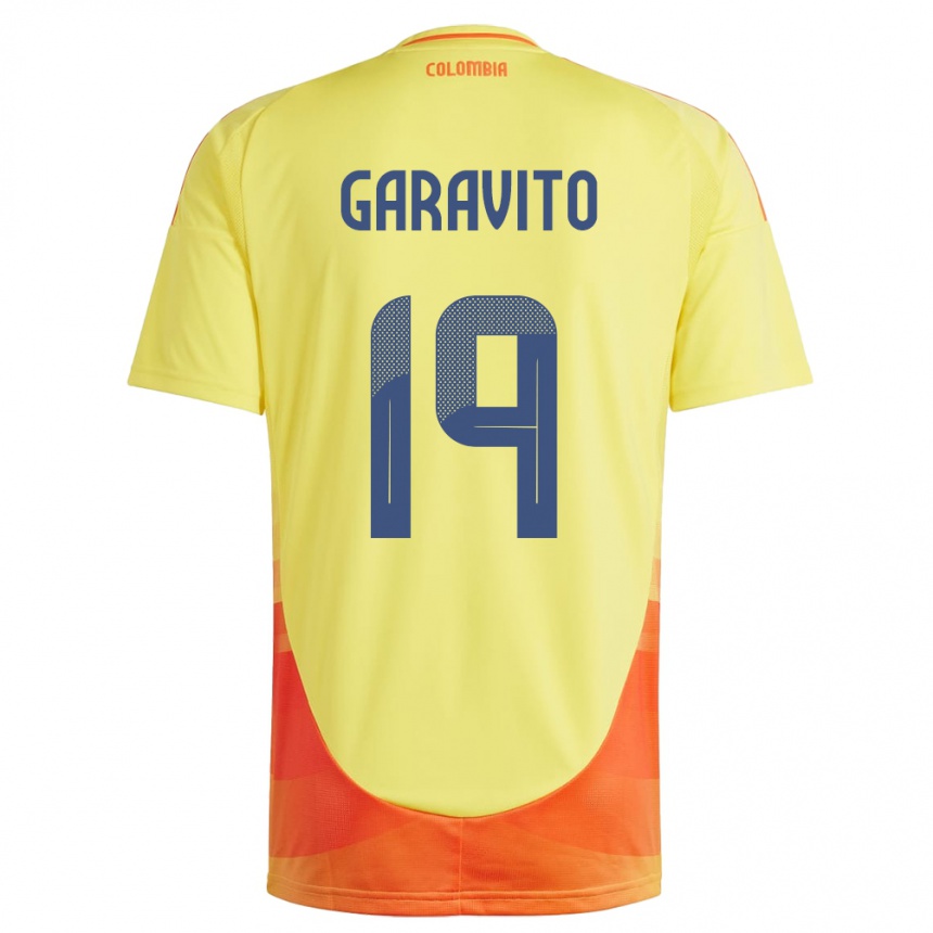 נשים כדורגל קולומביה Laura Garavito #19 צהוב ג'רזי ביתית 24-26