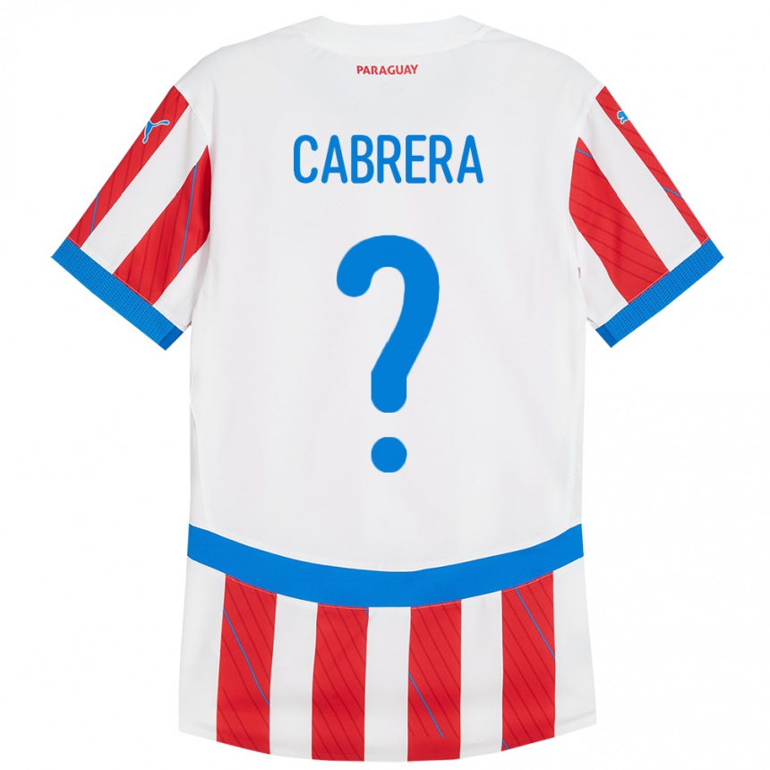נשים כדורגל פרגוואי Ivan Cabrera #0 לבן אדום ג'רזי ביתית 24-26