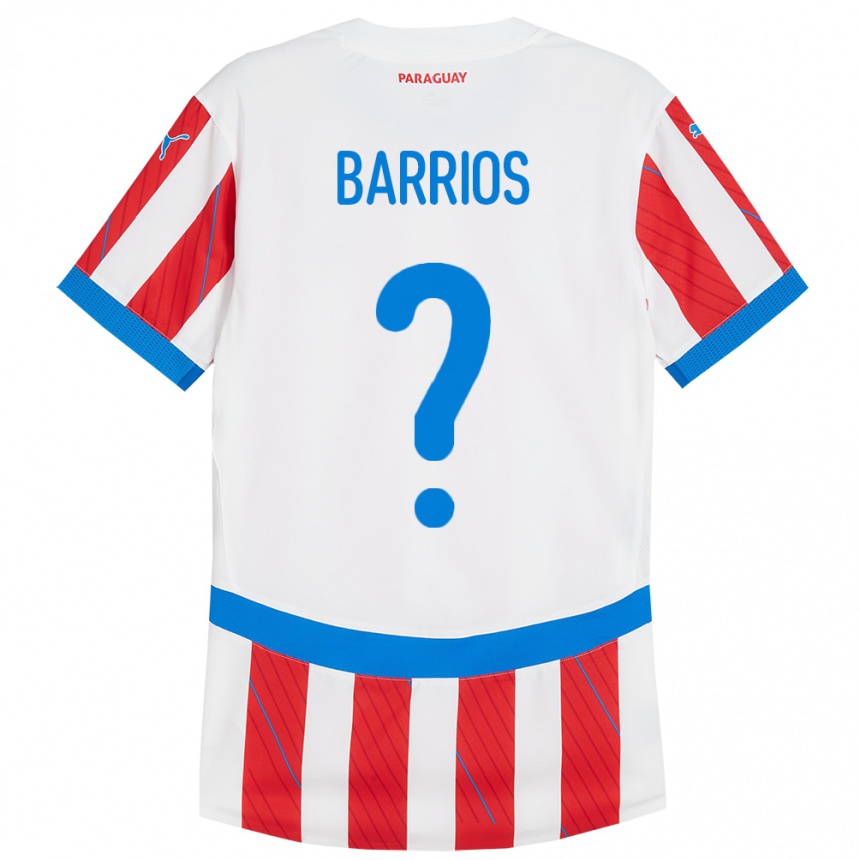 נשים כדורגל פרגוואי Fabio Barrios #0 לבן אדום ג'רזי ביתית 24-26