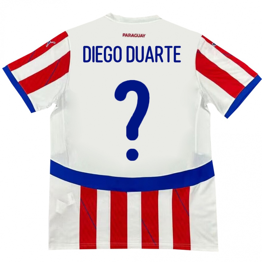 נשים כדורגל פרגוואי Diego Duarte #0 לבן אדום ג'רזי ביתית 24-26