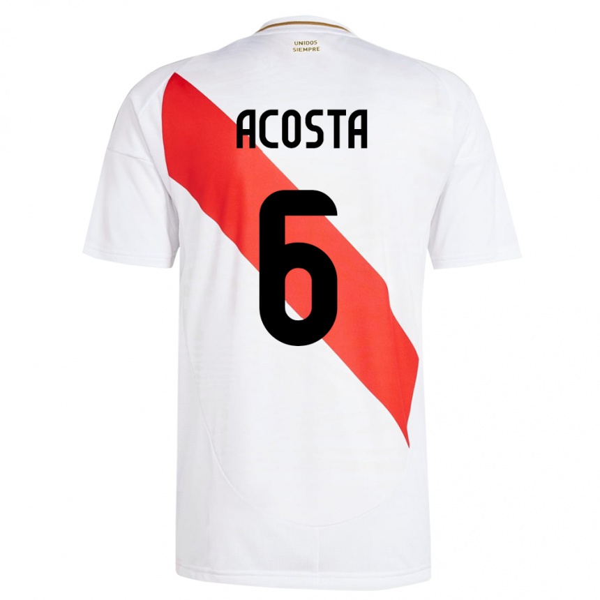 נשים כדורגל פרו Ruby Acosta #6 לבן ג'רזי ביתית 24-26