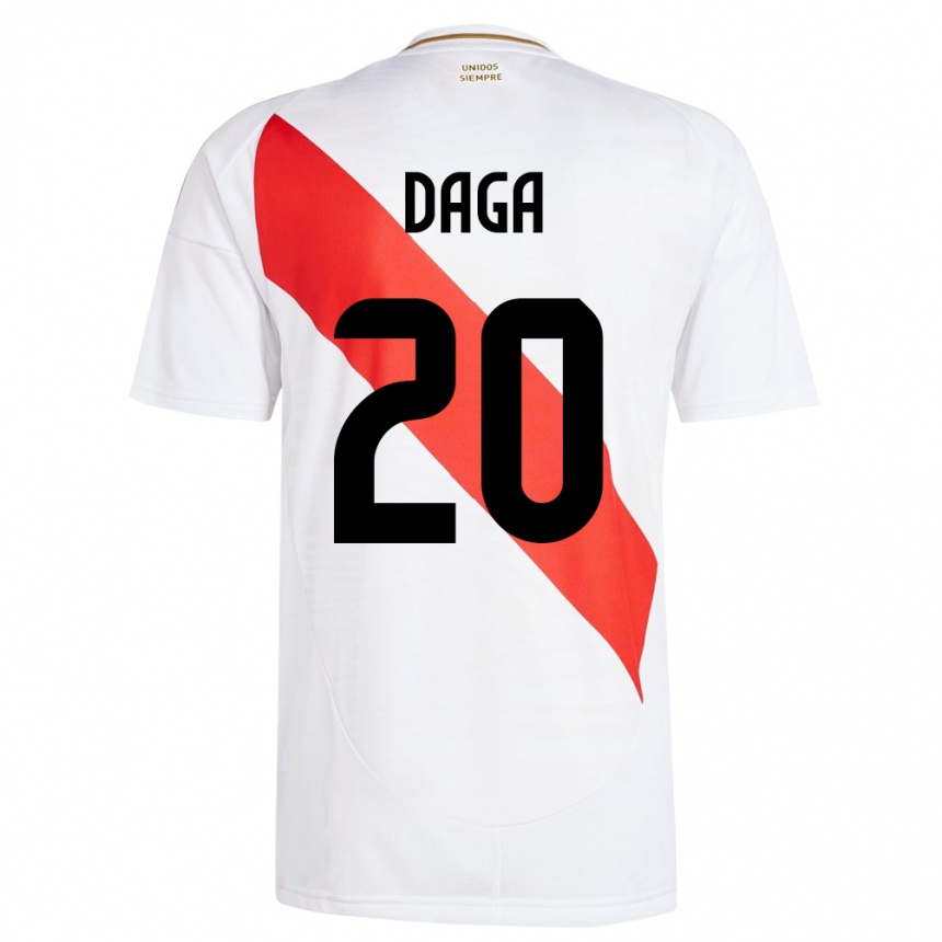 נשים כדורגל פרו Azucena Daga #20 לבן ג'רזי ביתית 24-26