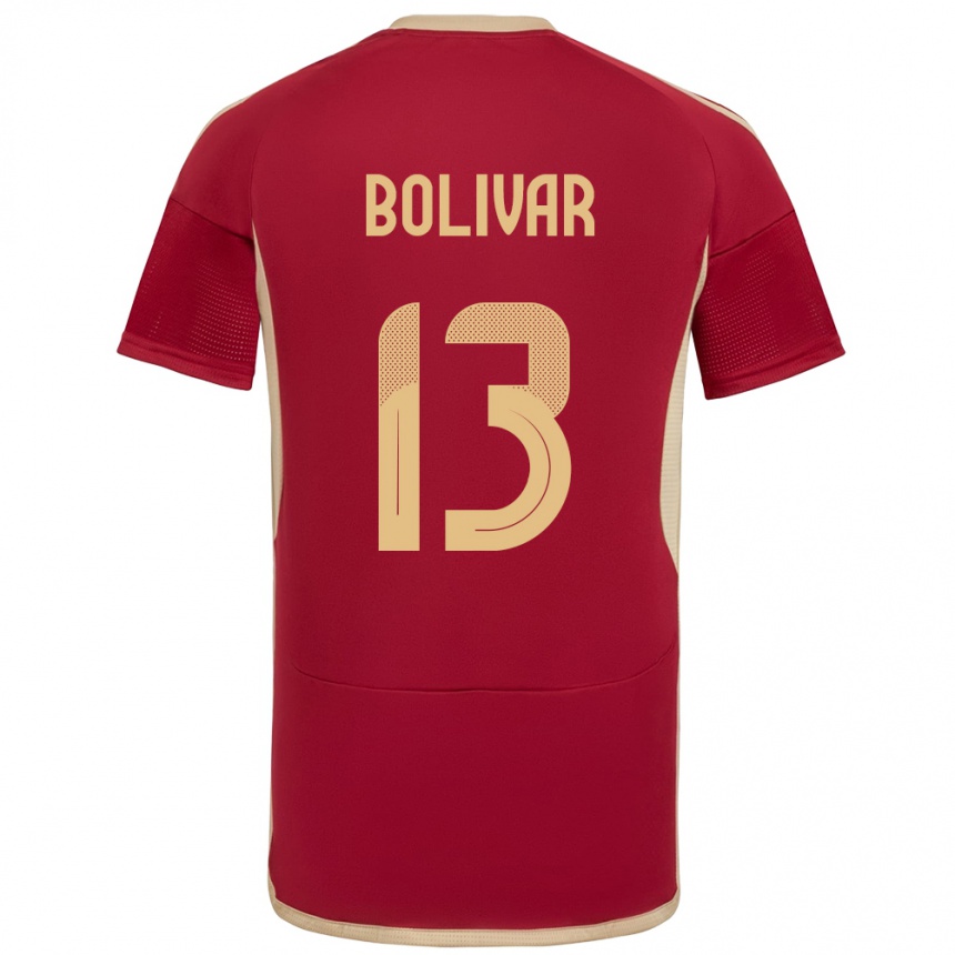 נשים כדורגל ונצואלה Salvador Bolívar #13 בורדו ג'רזי ביתית 24-26