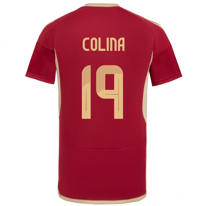 נשים כדורגל ונצואלה Junior Colina #19 בורדו ג'רזי ביתית 24-26