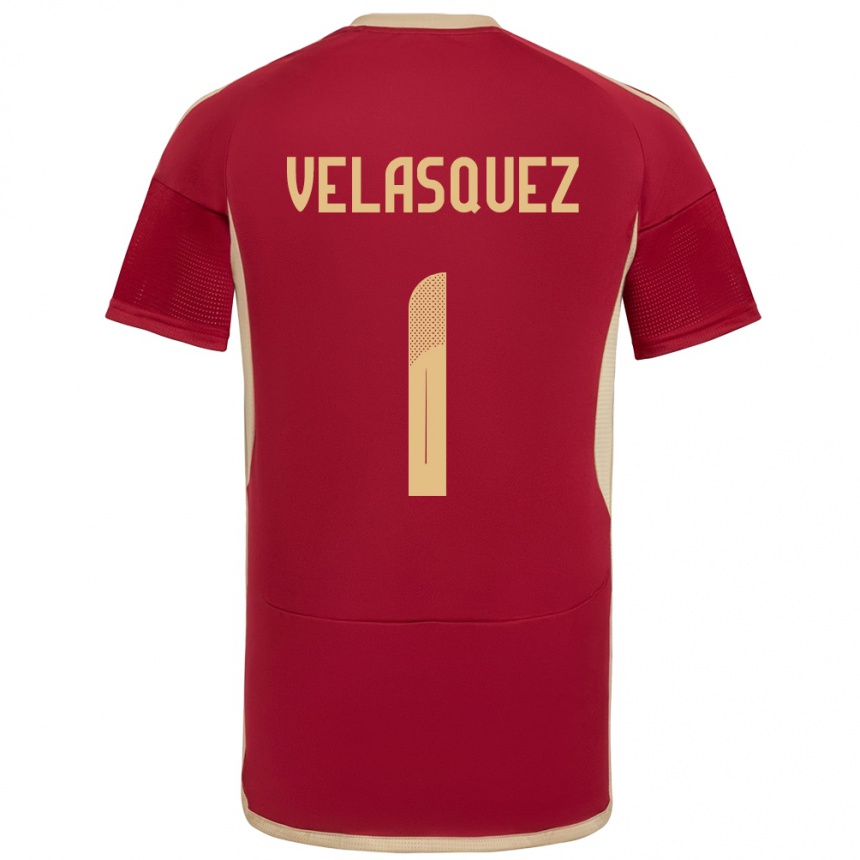 נשים כדורגל ונצואלה Yessica Velásquez #1 בורדו ג'רזי ביתית 24-26