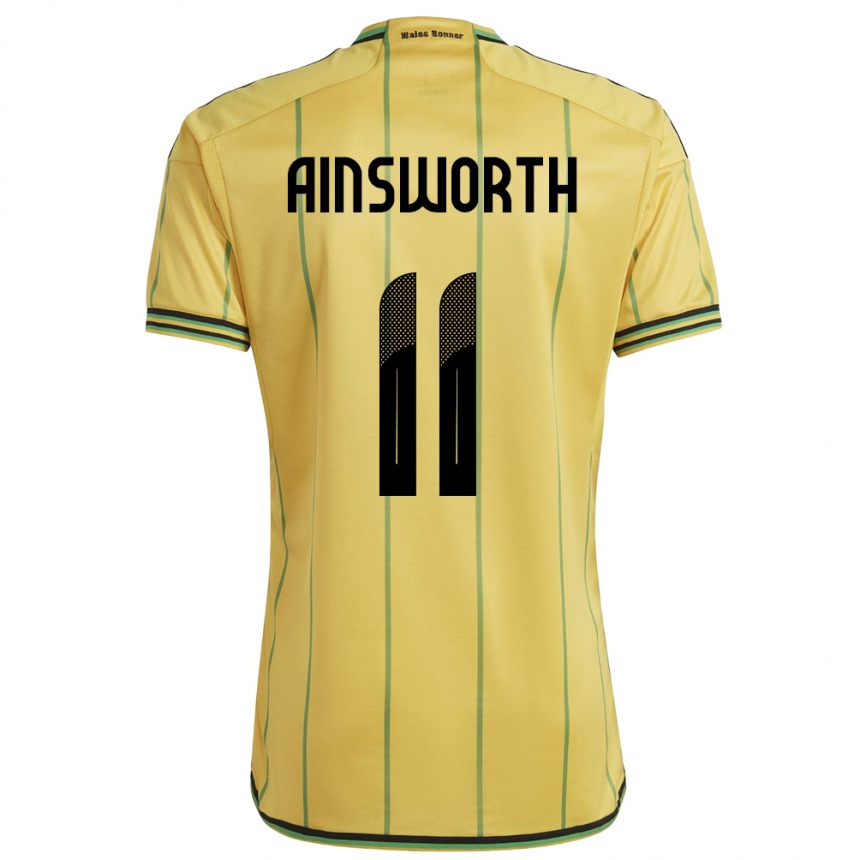 נשים כדורגל ג'מייקה Christopher Ainsworth #11 צהוב ג'רזי ביתית 24-26