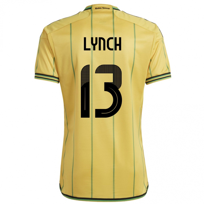 נשים כדורגל ג'מייקה Taywane Lynch #13 צהוב ג'רזי ביתית 24-26
