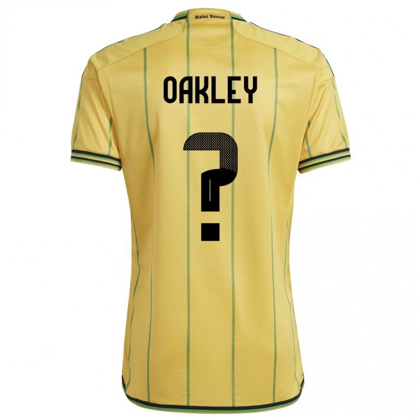 נשים כדורגל ג'מייקה Katie Oakley #0 צהוב ג'רזי ביתית 24-26