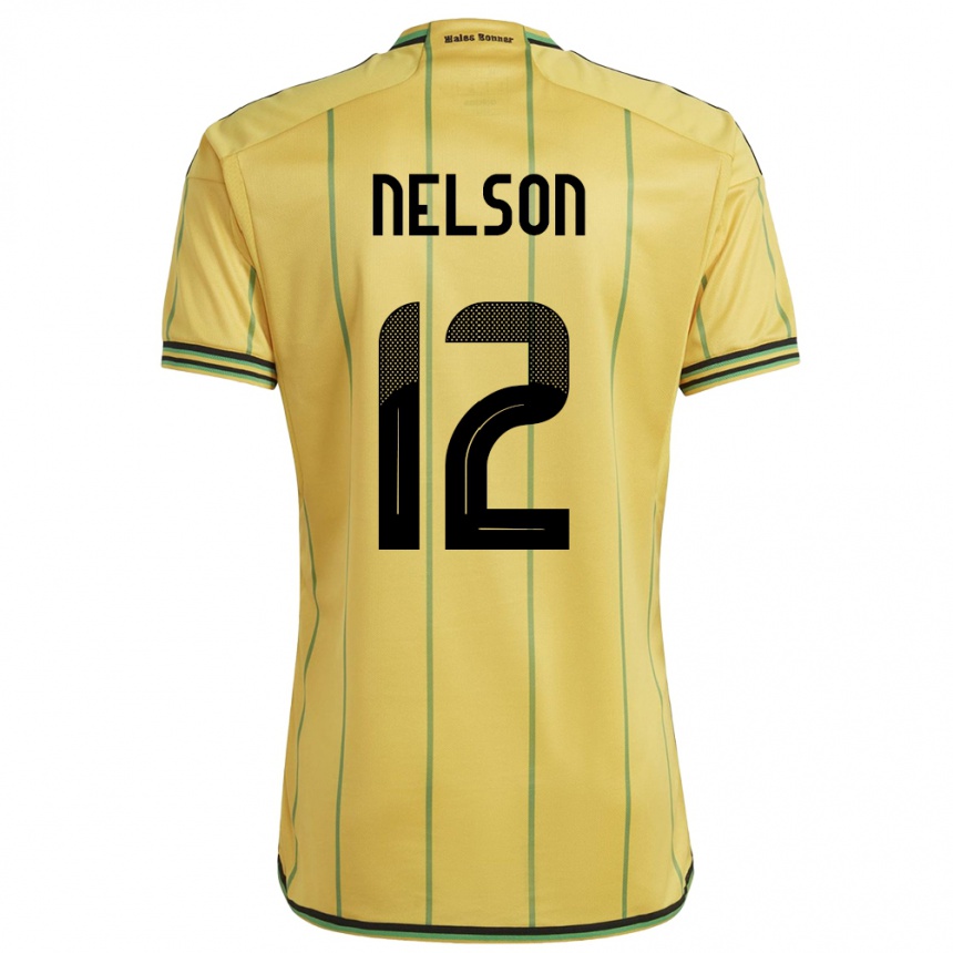 נשים כדורגל ג'מייקה Tyiesha Nelson #12 צהוב ג'רזי ביתית 24-26
