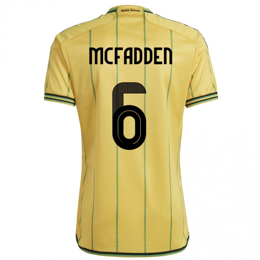 נשים כדורגל ג'מייקה Logan Mcfadden #6 צהוב ג'רזי ביתית 24-26