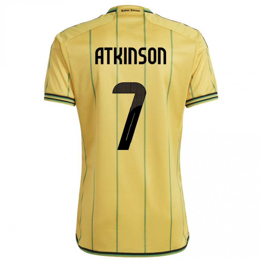 נשים כדורגל ג'מייקה Natoya Atkinson #7 צהוב ג'רזי ביתית 24-26