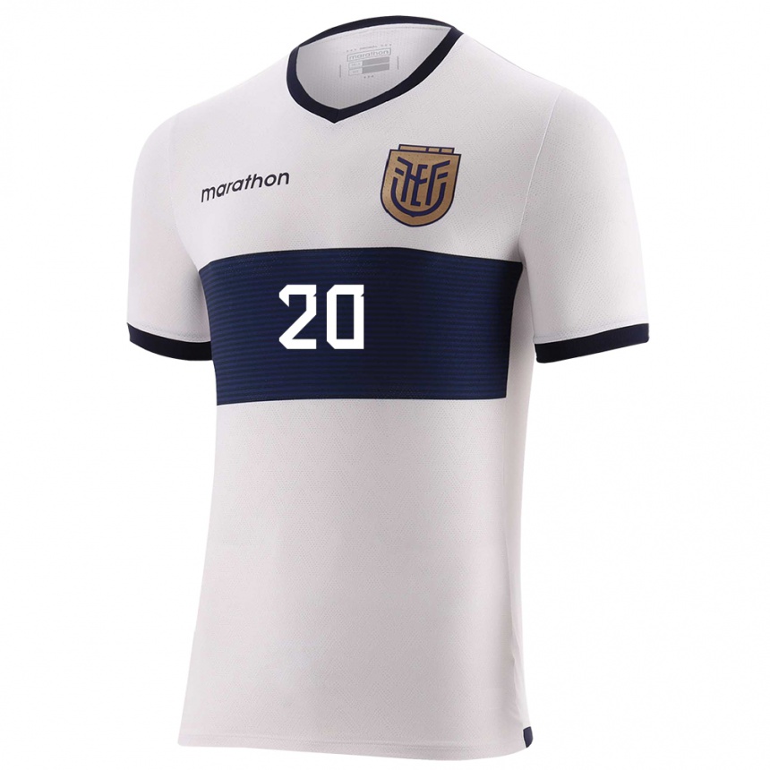 נשים כדורגל אקוודור Juan Usma #20 לבן הרחק ג'רזי 24-26