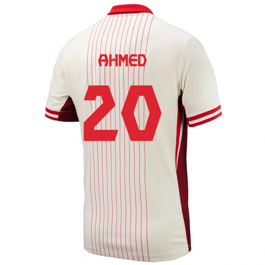 נשים כדורגל קנדה עלי אחמד #20 לבן הרחק ג'רזי 24-26