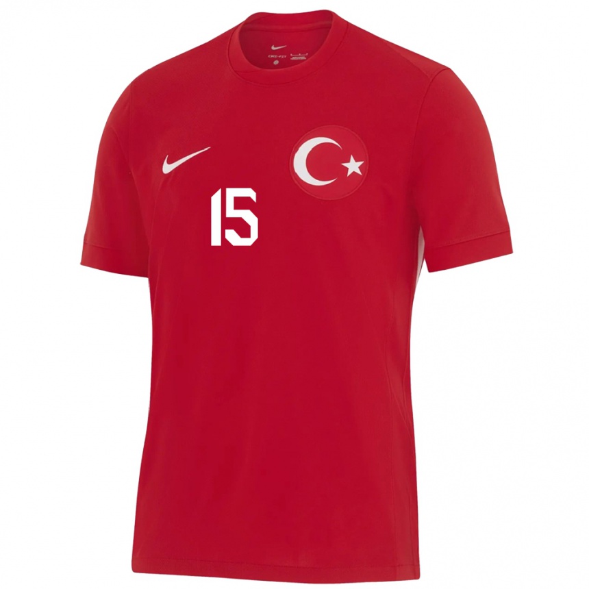 נשים כדורגל טורקיה Emirhan Başyiğit #15 אָדוֹם הרחק ג'רזי 24-26